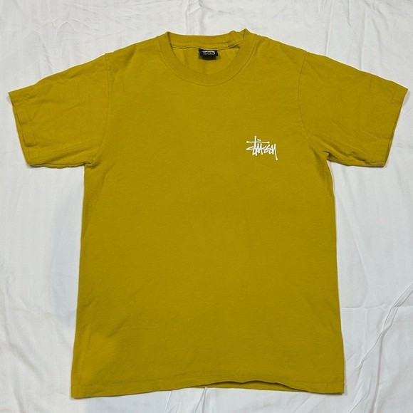 [UNISEX] STUSSY Mustard Yellow Logo T-Shirt S | Classic Streetwear Graphic Tee - Picture 4 of 9